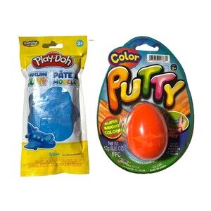 Play-Doh 4oz (113.4g) Blue Modeling Clay & Color Putty Orange Egg Bundle 2 Pack